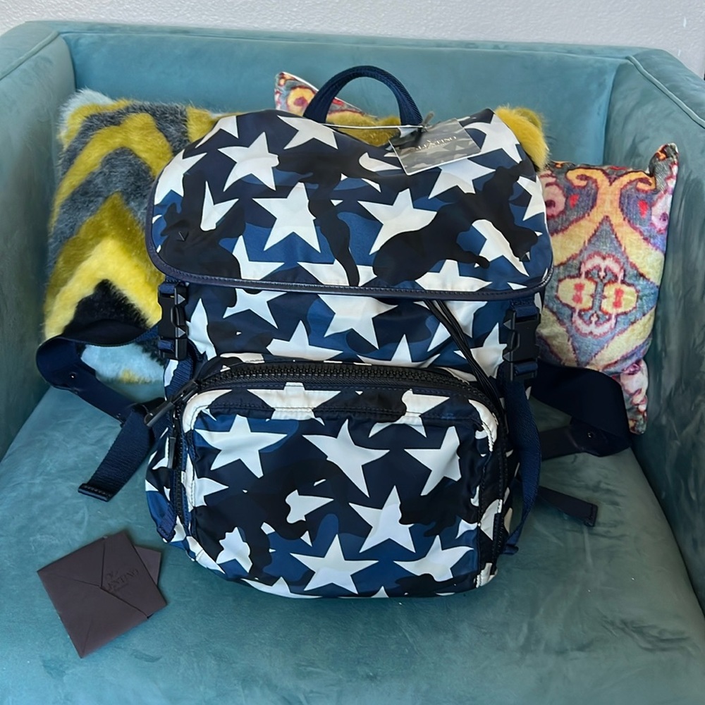 Valentino Garavani - Star Camo Drawstring Blue/White Backpack